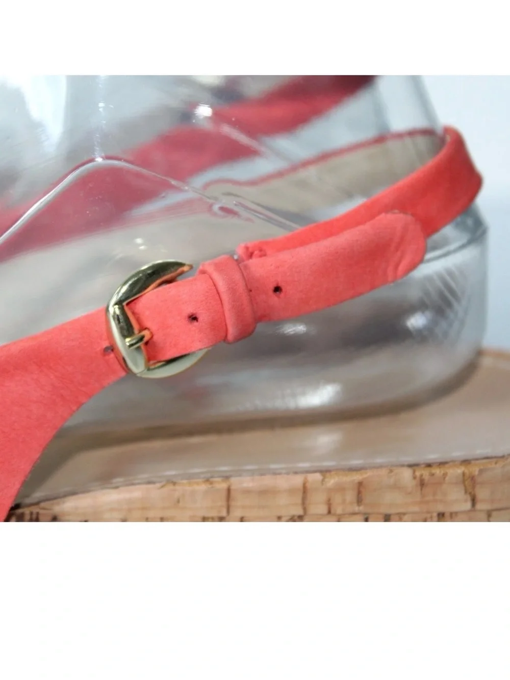Via Spiga Size 8.5M Red Suede Slingback Cork Platform Wedge Heels Sandals Shoes